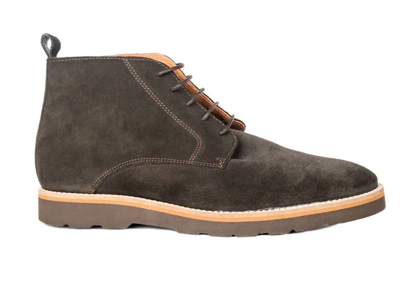 Bruin Suede Herenschoenen Witte Achtergrond — Stockfoto