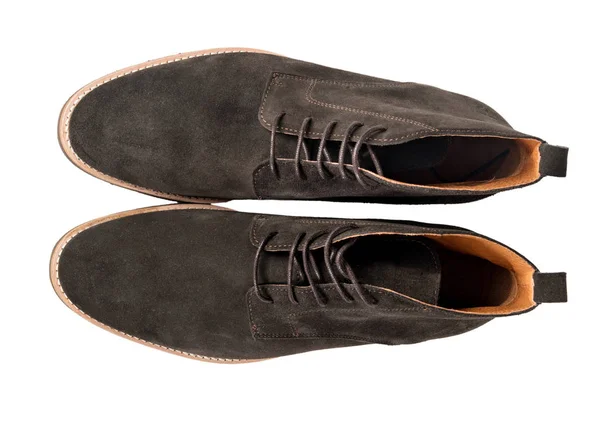 Bruin Suede Herenschoenen Geïsoleerd Witte Achtergrond — Stockfoto