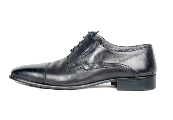 Scarpe Uomo Pelle Nera Isolate Sfondo Bianco — Foto Stock