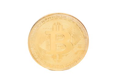 Beyaz arka plan üzerinde izole altın sikke bitcoin