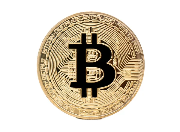 Beyaz arka plan üzerinde izole altın sikke bitcoin