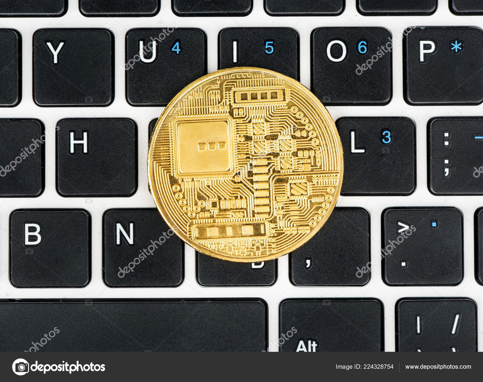 Back Side Bitcoin Gold Coin Laptop Keyboard Top View — Stock Photo ©  Andregric #224328754