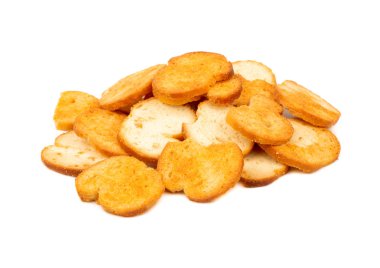 Beyaz arka plan üzerinde baharat ile bruschetta kraker Demet