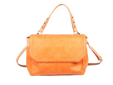 Beyaz arka planda izole güzel kadın çantası