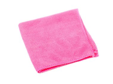 Beyaz arka plan üzerinde küçük pembe mutfak havlusu