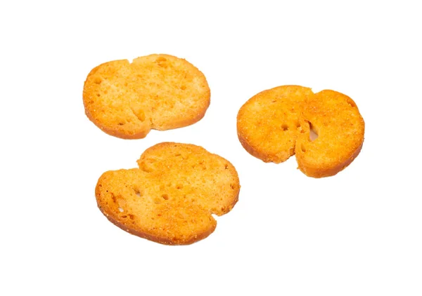 Drei Cracker Bruschetta Mit Gewürzen Isoliert Auf Weißem Hintergrund — Stockfoto