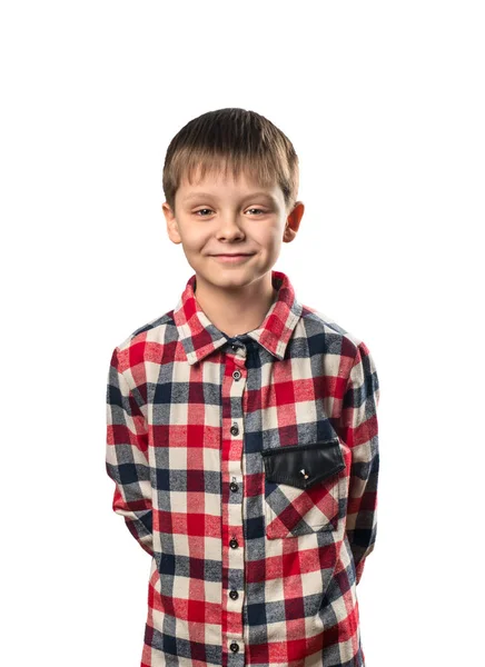 Portrait Beautiful Little Boy White Background — Stock Photo, Image