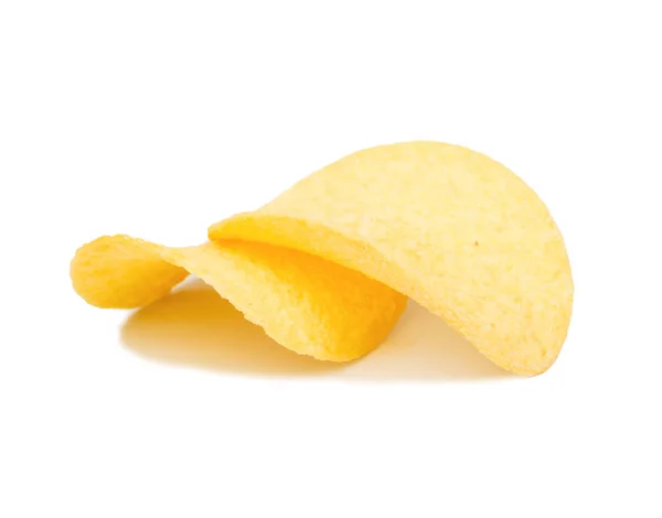 Zwei Kartoffelchips Mit Käsegeschmack Auf Weißem Hintergrund — Stockfoto