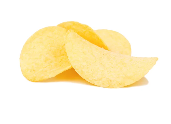 Três Batatas Fritas Isoladas Fundo Branco — Fotografia de Stock