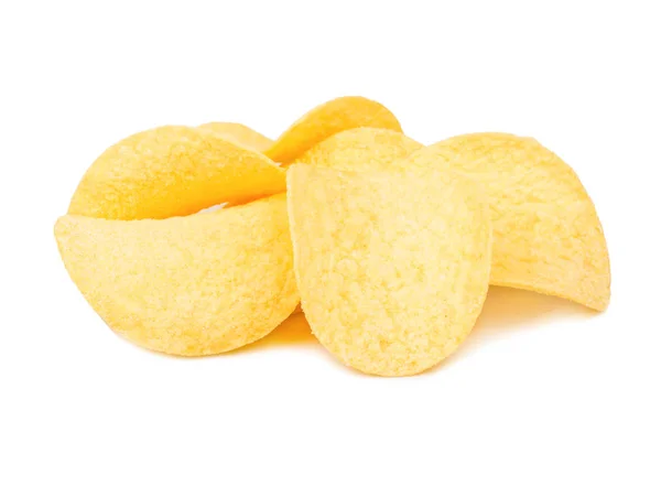 Köstliche Kartoffelchips Auf Weißem Hintergrund — Stockfoto