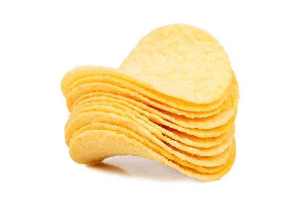 Stapel Aardappelchips Geïsoleerd Witte Achtergrond — Stockfoto