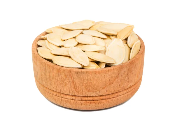 Roasted Pumpkin Seeds Small Bowl White Background — Stock Photo, Image