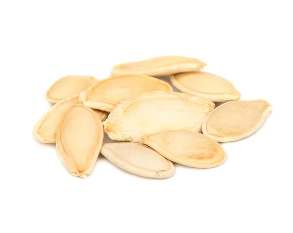 Several Pumpkin Seeds Shell Close White Background — Stock Photo, Image