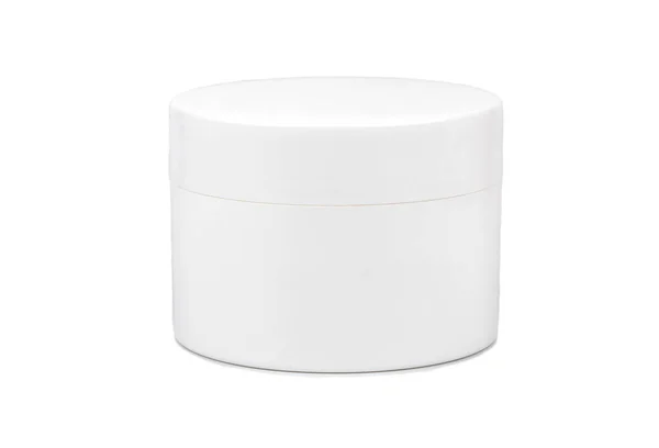 Gesloten Plastic Pot Voor Cosmetica Een Witte Achtergrond — Stockfoto