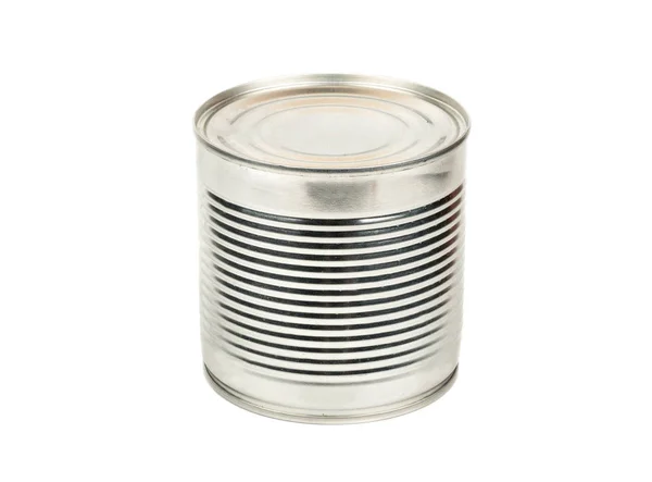 锡罐头为被隔绝的产品在白色背景 — 图库照片