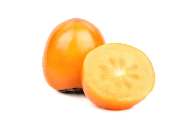 Φρέσκο Persimmon Φρούτα Μισό Που Απομονώνονται Λευκό Φόντο — Φωτογραφία Αρχείου