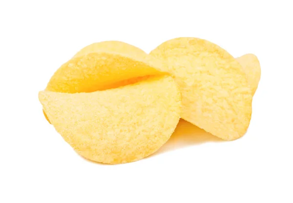 Several Potato Chips Cheese Taste White Background — Stock Photo, Image