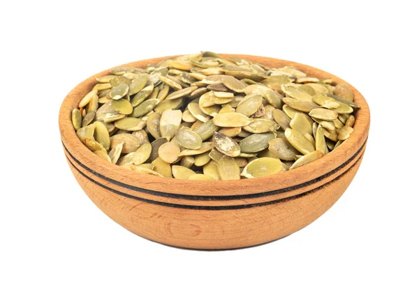 Pumpkin seed kernels in bowl — Stock Photo, Image