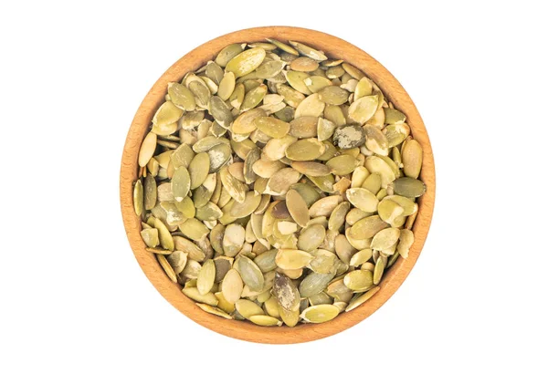 Pumpkin seed kernels in bowl — Stock Photo, Image
