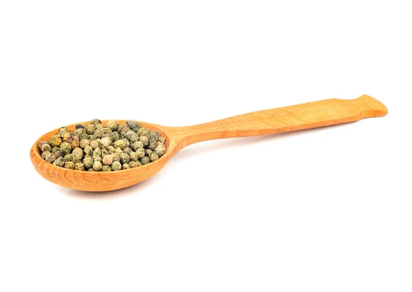 Guisantes de pimienta verde en cuchara —  Fotos de Stock
