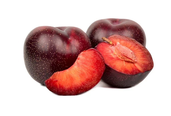 Red plum with slice — Stock Photo, Image