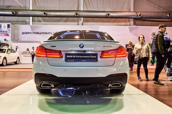 Krasnoyarsk Ryssland September 2018 Utställningen Expo Bilsalongen Bil Bmw 540I — Stockfoto