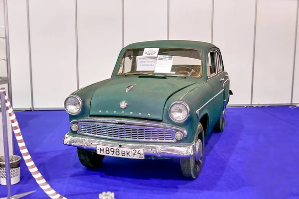 Krasnoyarsk Rússia Setembro 2018 Exposição Motor Expo Show Car Moskvich — Fotografia de Stock