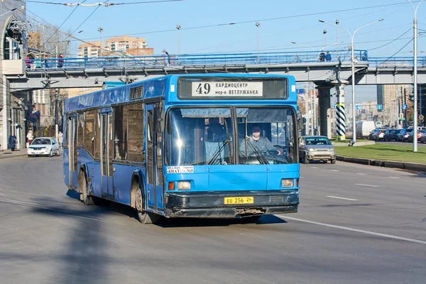 Krasnojarsk Russland Oktober 2018 Maz 633 Blauer Farbiger Personenbus Fährt — Stockfoto