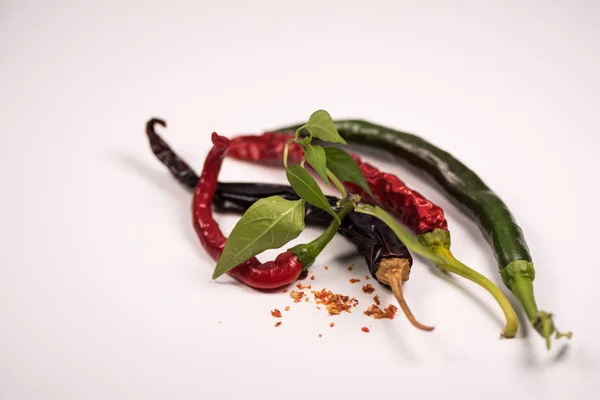 Chilli Powder Fresh Dried Peppers Table Background — Stock Photo, Image