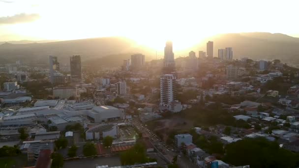 Luftaufnahme Von Gebäuden Tegucigalpa Bei Sonnenuntergang — Stockvideo