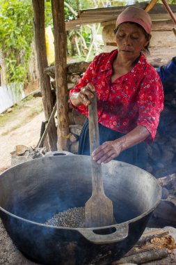 Monte Panina, Intibuca / Honduras. 6 Temmuz 2017. Yerli Lenca kadın gülümsüyor