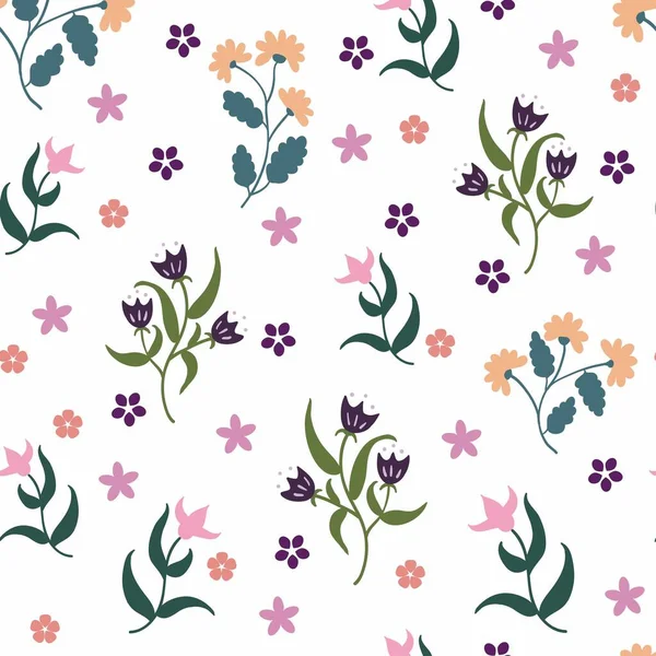 Naadloos patroon met schattige kleine bloemen. Vector bloemen achtergrond. — Stockvector