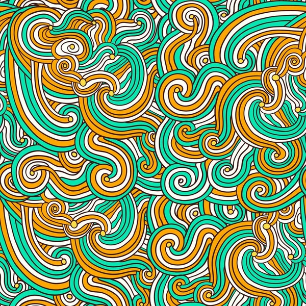 Kleurrijk naadloos patroon met krullende doodle lijnen. Vectorillustratie. — Stockvector