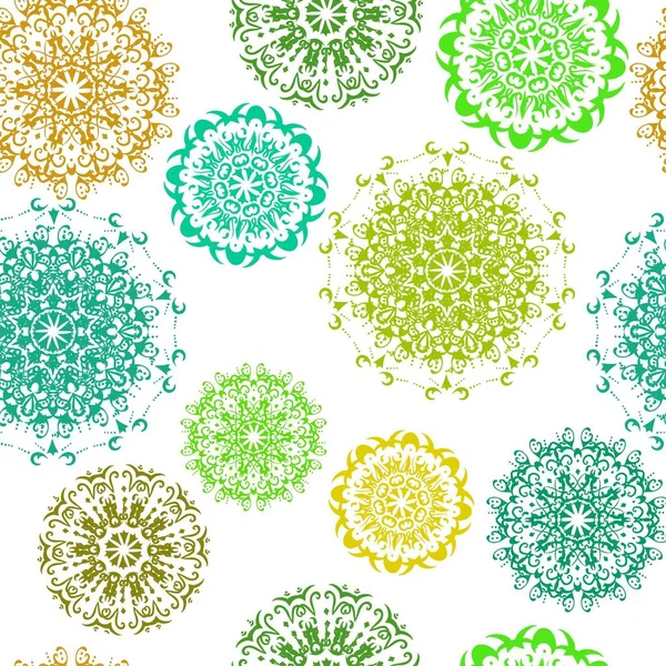 Nahtloses Muster mit floralen psychedelischen floralen und pflanzlichen Elementen. Vektorillustration. — Stockvektor