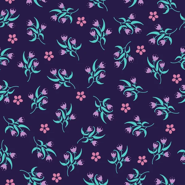 Patrón sin costuras con flores pequeñas y lindas. Fondo floral vectorial . — Vector de stock