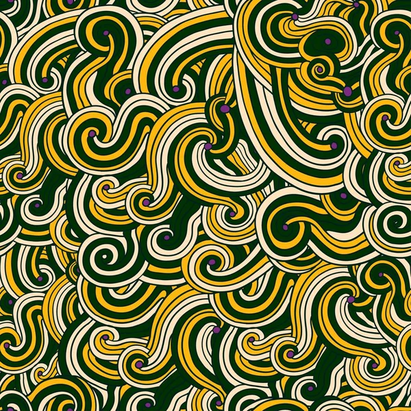 Πολύχρωμο μοτίβο χωρίς ραφή με σγουρές γραμμές doodle. Εικονογράφηση διανύσματος — Διανυσματικό Αρχείο