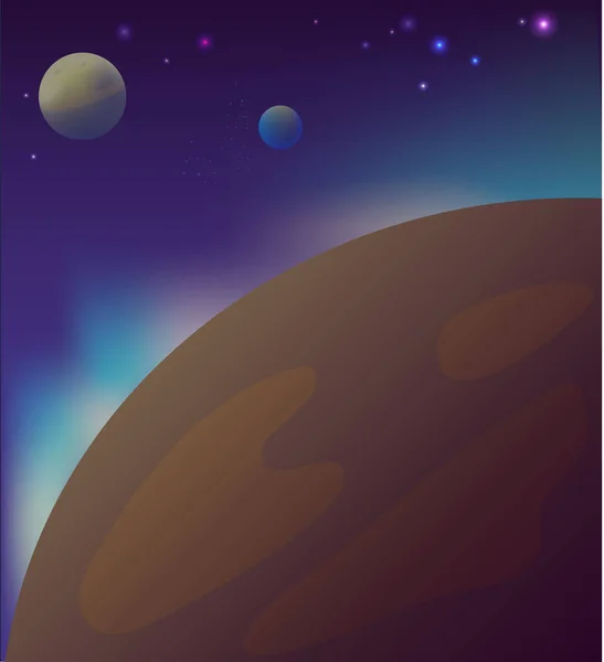 Kosmos Hintergrund mit Planeten und Sternen. Vektorillustration. — Stockvektor