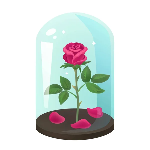 Rose dans la fiole. Illustration vectorielle. — Image vectorielle