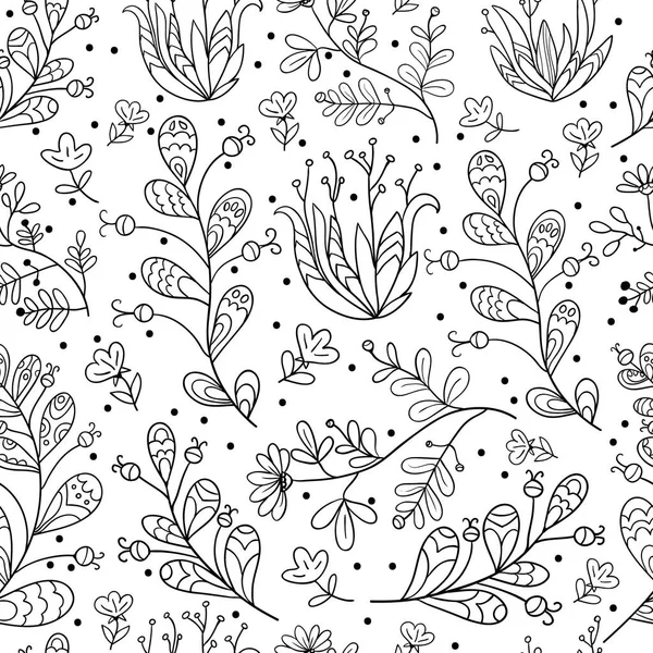 Seamless pattern with cute floral and plant elements — Stock Vector