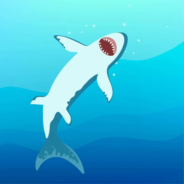 Angry shark on the sea underwater background. Vector illustration. — Stock Vector