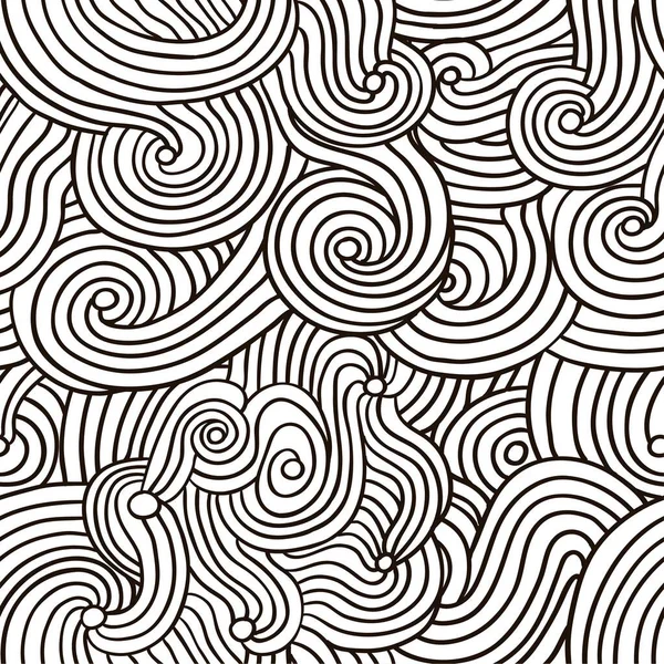 Ligne abstraite doodle motif bouclé sans couture — Image vectorielle