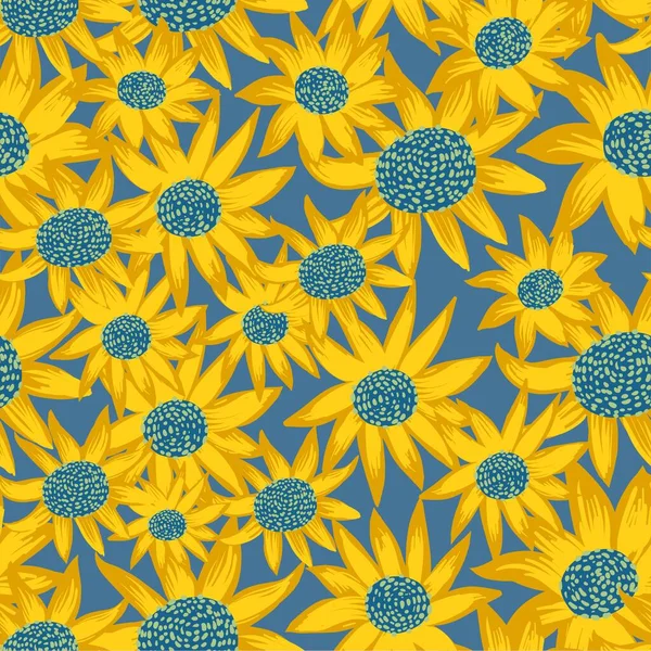 Nahtloses Muster mit origineller Eleganz Sonnenblumen — Stockvektor