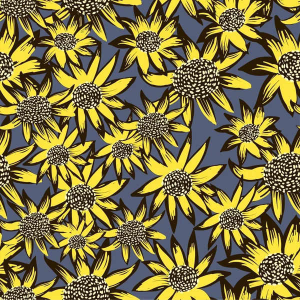 Nahtloses Muster mit origineller Eleganz Sonnenblumen — Stockvektor