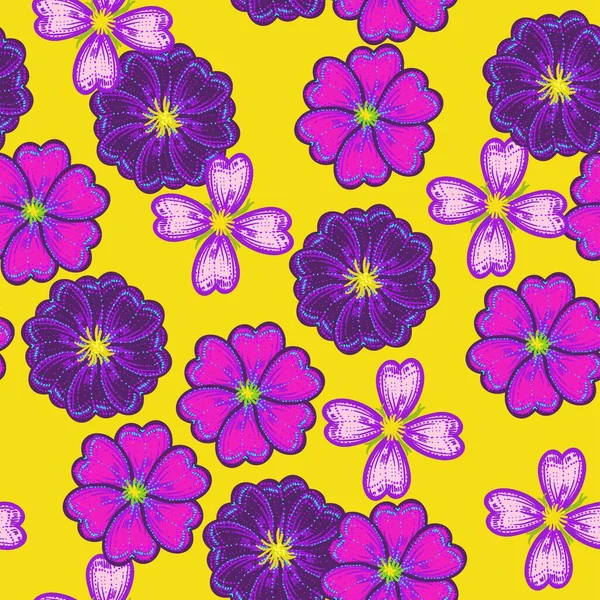 Jasne kolorowe retro bezszwowy wzór z kwiatami — Wektor stockowy