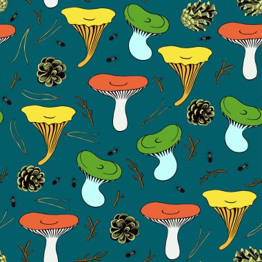 Şirin mantarlı kusursuz desen..