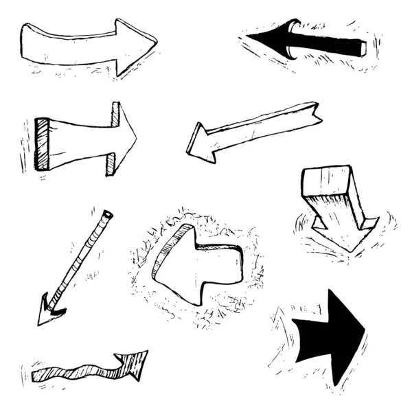 Conjunto de seta desenhada à mão grande. — Vetor de Stock