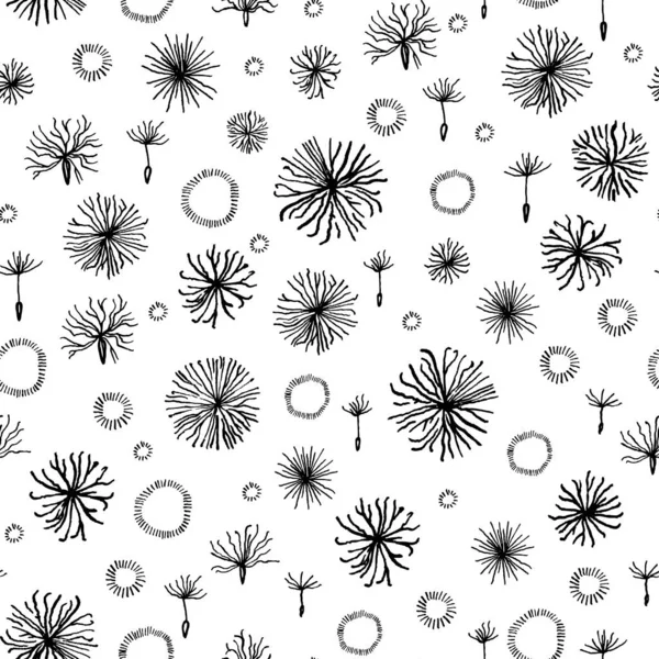 Seamless pattern with ink drawn fuzz elements. — Stock Vector