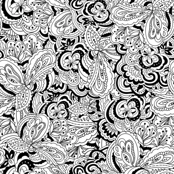 Motif ornemental oriental noir et blanc sans couture — Image vectorielle