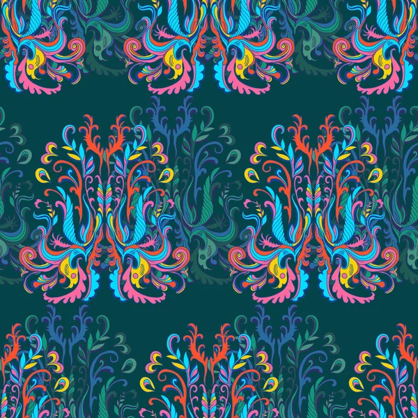 Яркий психоделический красочный винтажный узор с абстрактными элементами — стоковый вектор