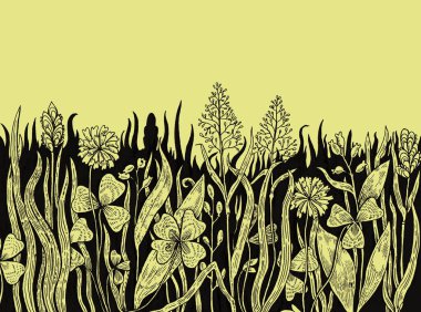 El yapımı çayır otlarıyla arka plan.